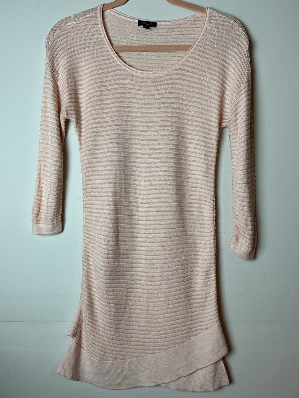 Express Ribbed Knit Sweater Tunic Top 3/4 Sleeve Women’s Size S